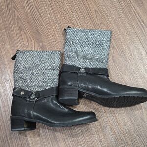 Stuart Weitzman Pimlico Tweed Leather Boots 6.5